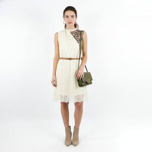 *Modest High Neck Lace Mini Dress